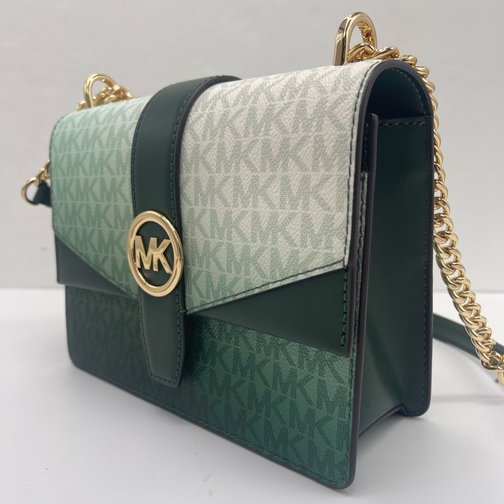 Michael Kors Greenwich Sm Color-Block Signature Logo Flap Crossbody XBODY 
Moss